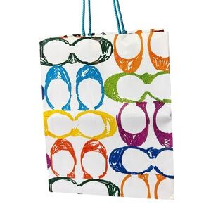 Vintage Coach White Multicolor Printed Logo Gift Bag, 2005 *Hard to find*